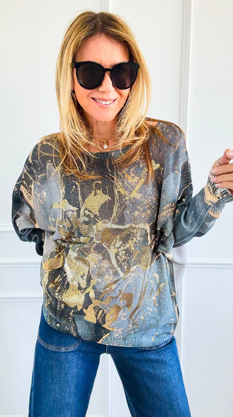 Abstract Shadows Italian St Tropez Sweater-140 Sweaters-Italianissimo-Coastal Bloom Boutique, find the trendiest versions of the popular styles and looks Located in Indialantic, FL