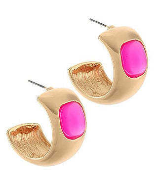 Accented Statement Smooth Hoop Earrings