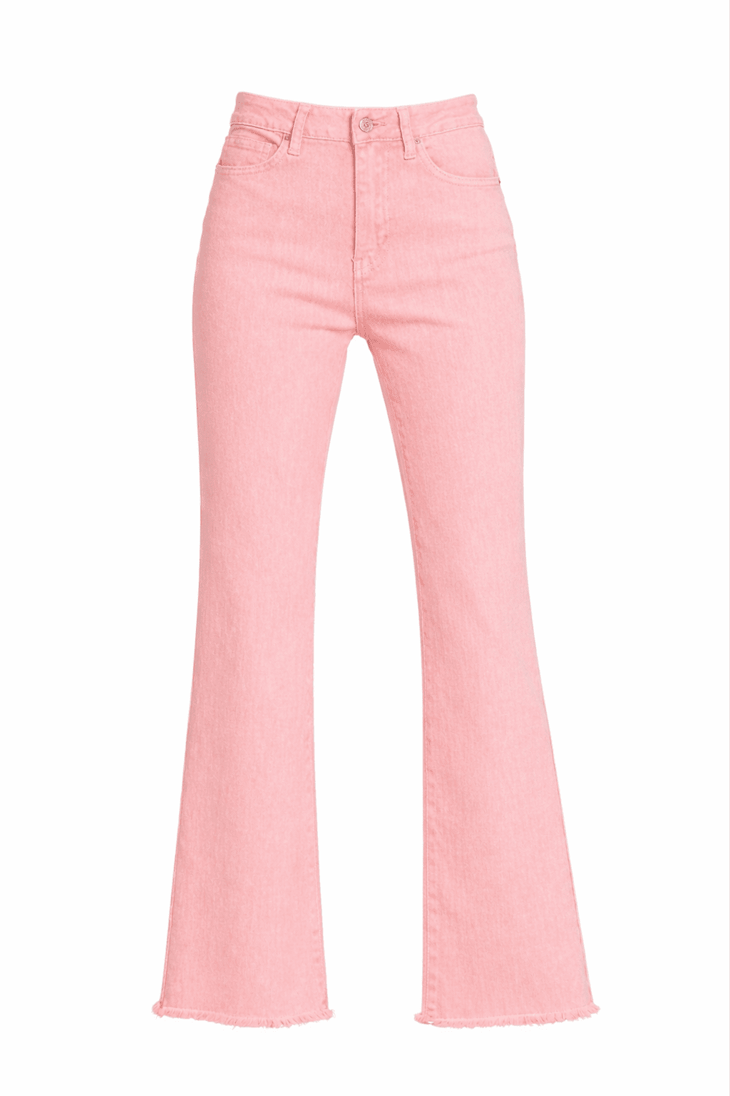 Acid Washed Frayed Cutoff Hem Straight Wide Pants - Pink