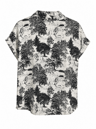 Adorable Vision Linen Italian Button Top- Black