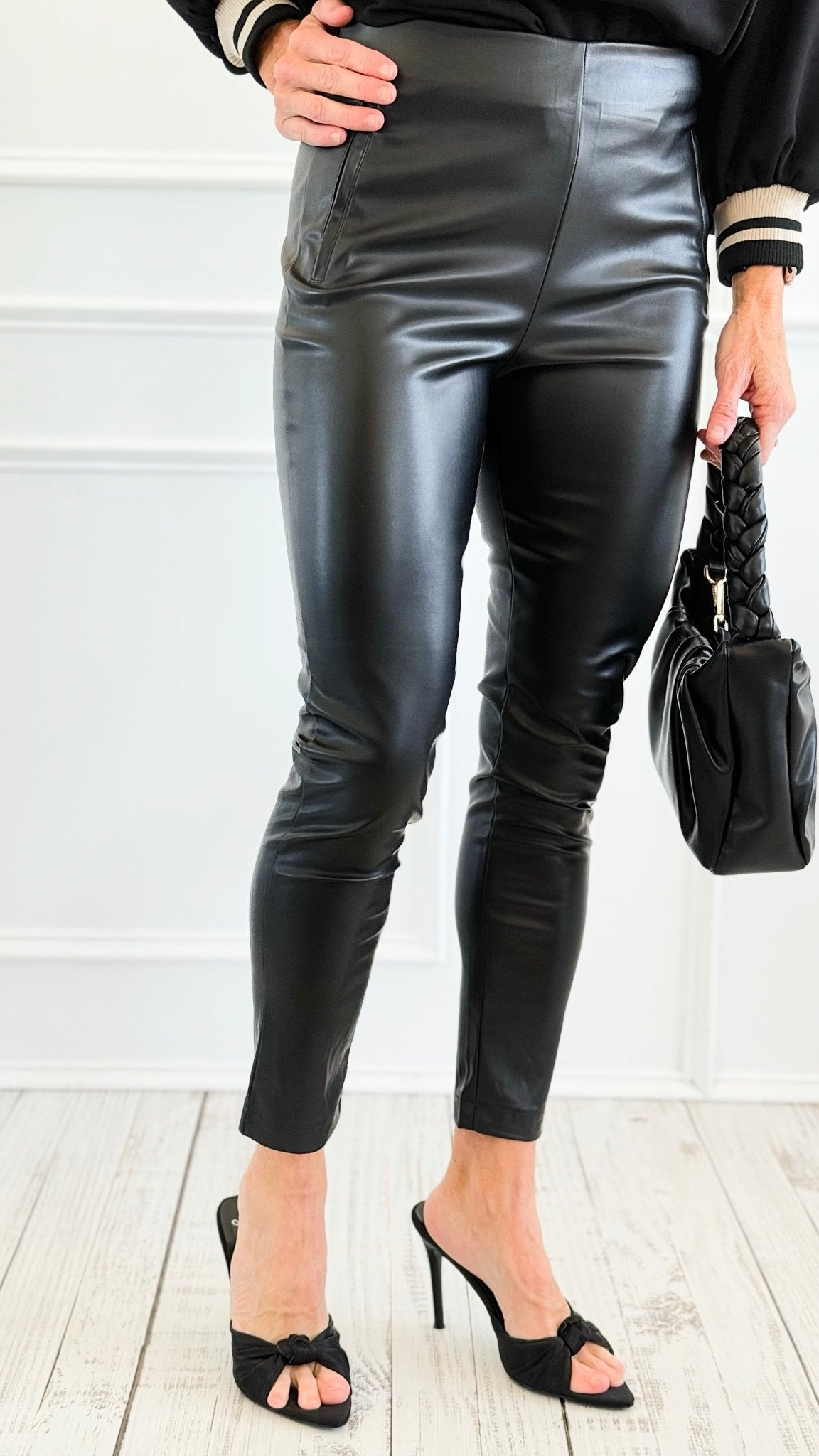 After Dark Vegan Leather Pants - Black-170 Bottoms-Must Have-Coastal Bloom Boutique, find the trendiest versions of the popular styles and looks Located in Indialantic, FL