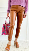 After Dark Vegan Leather Pants - Cognac-170 Bottoms-Must Have-Coastal Bloom Boutique, find the trendiest versions of the popular styles and looks Located in Indialantic, FL