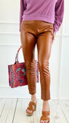 After Dark Vegan Leather Pants - Cognac-170 Bottoms-Must Have-Coastal Bloom Boutique, find the trendiest versions of the popular styles and looks Located in Indialantic, FL