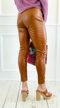 After Dark Vegan Leather Pants - Cognac-170 Bottoms-Must Have-Coastal Bloom Boutique, find the trendiest versions of the popular styles and looks Located in Indialantic, FL