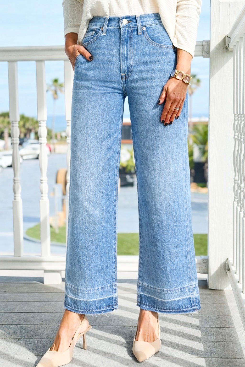 Afterglow Dusk Blue Raw Hem Jean