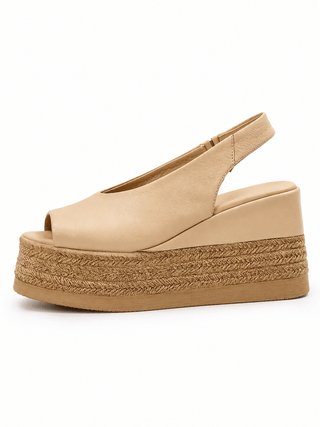 Agnesa Leather Espadrille Sandal - Beige