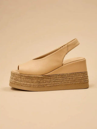 Agnesa Leather Espadrille Sandal- Beige