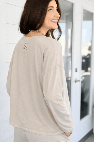 Alys Cotton Italian Long Sleeve Top- Ecru