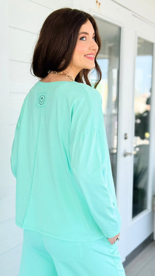 Alys Cotton Italian Long Sleeve Top- Mint