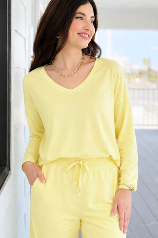 Alys Cotton Italian Long Sleeve Top- Yellow