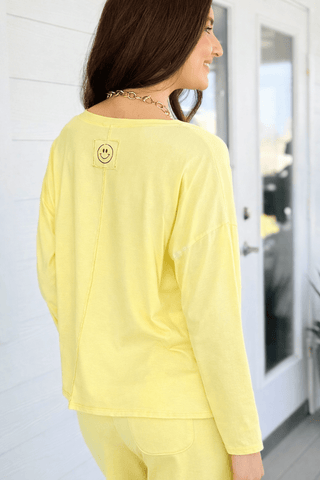Alys Cotton Italian Long Sleeve Top- Yellow