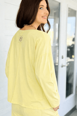 Alys Cotton Italian Long Sleeve Top- Yellow