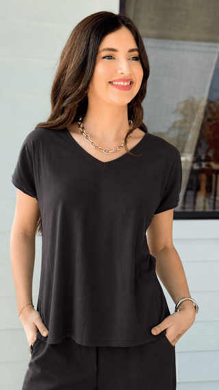 Alys Cotton Italian Top - Chocolate
