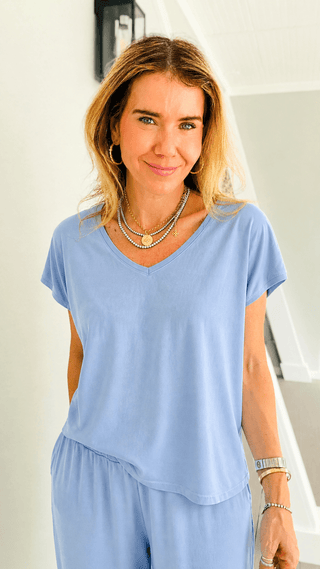 Alys Cotton Italian Top- Sky Blue
