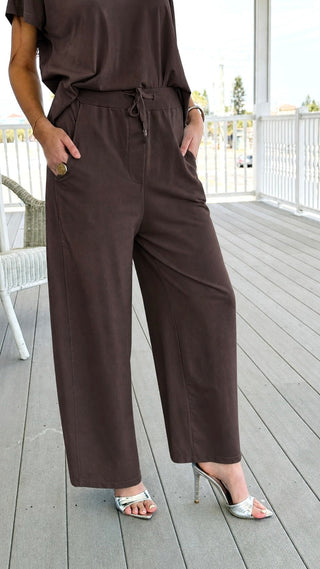 Alys French Terry Italian Pant- Chocolate