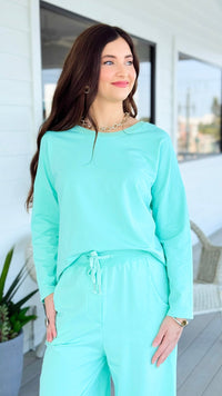 Alys Italian French Terry Boatneck Top- Mint
