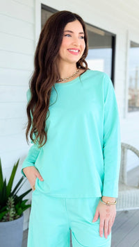Alys Italian French Terry Boatneck Top- Mint