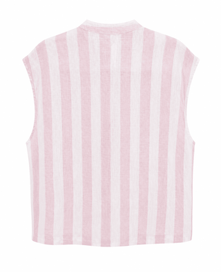 Amalfi Harbor Italian Linen Vest- Pink