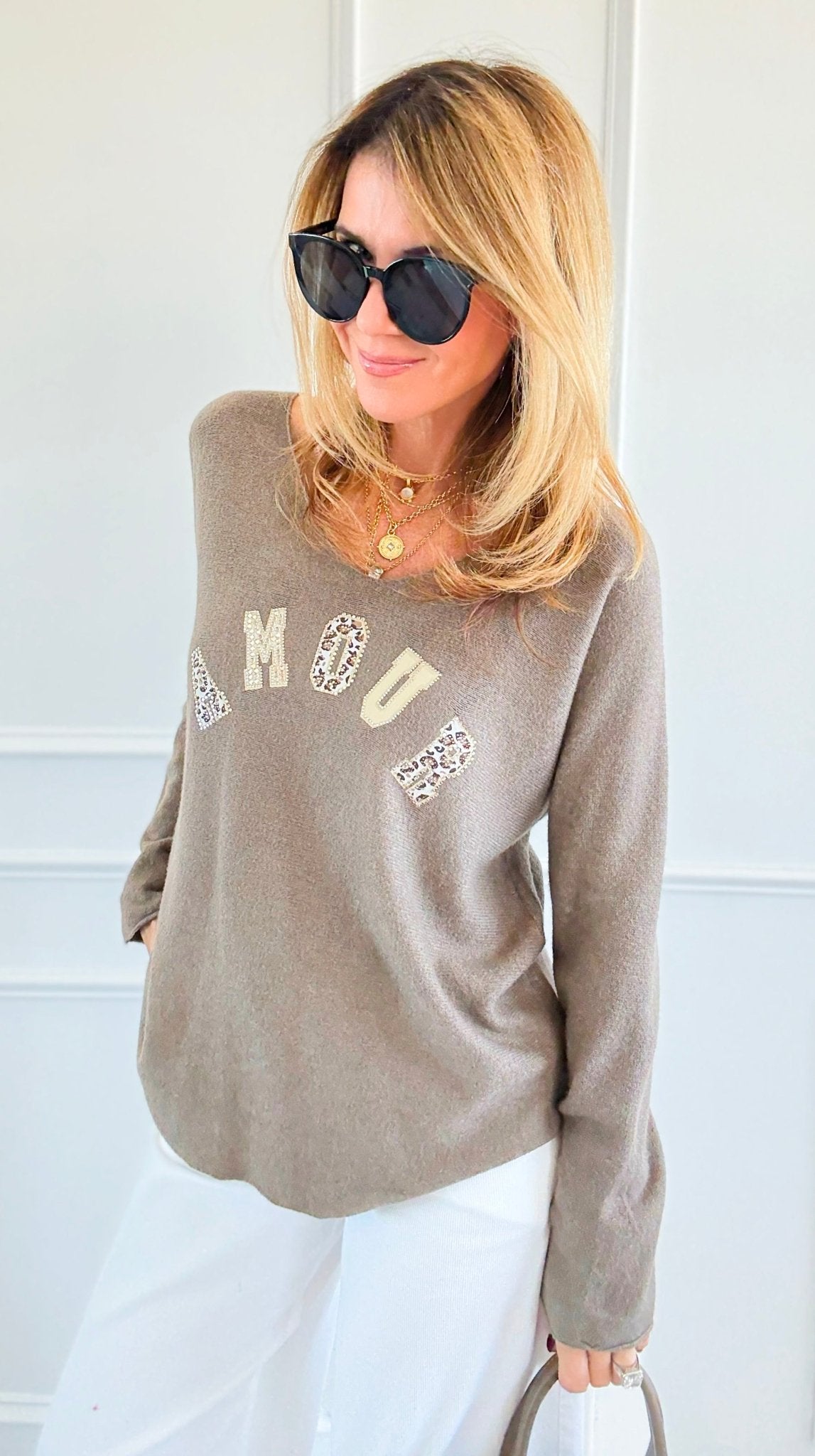 Amour Feline Italian Sweater-140 Sweaters-CRIS S.R.L.-Coastal Bloom Boutique, find the trendiest versions of the popular styles and looks Located in Indialantic, FL