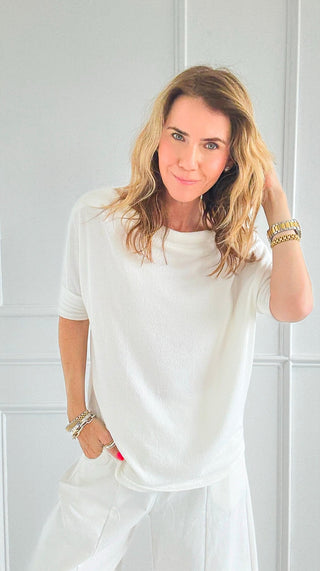Anywhere Short Sleeve Top - Ivory-110 short Sleeve Top-Six/ Fifty-Coastal Bloom Boutique, find the trendiest versions of the popular styles and looks Located in Indialantic, FL