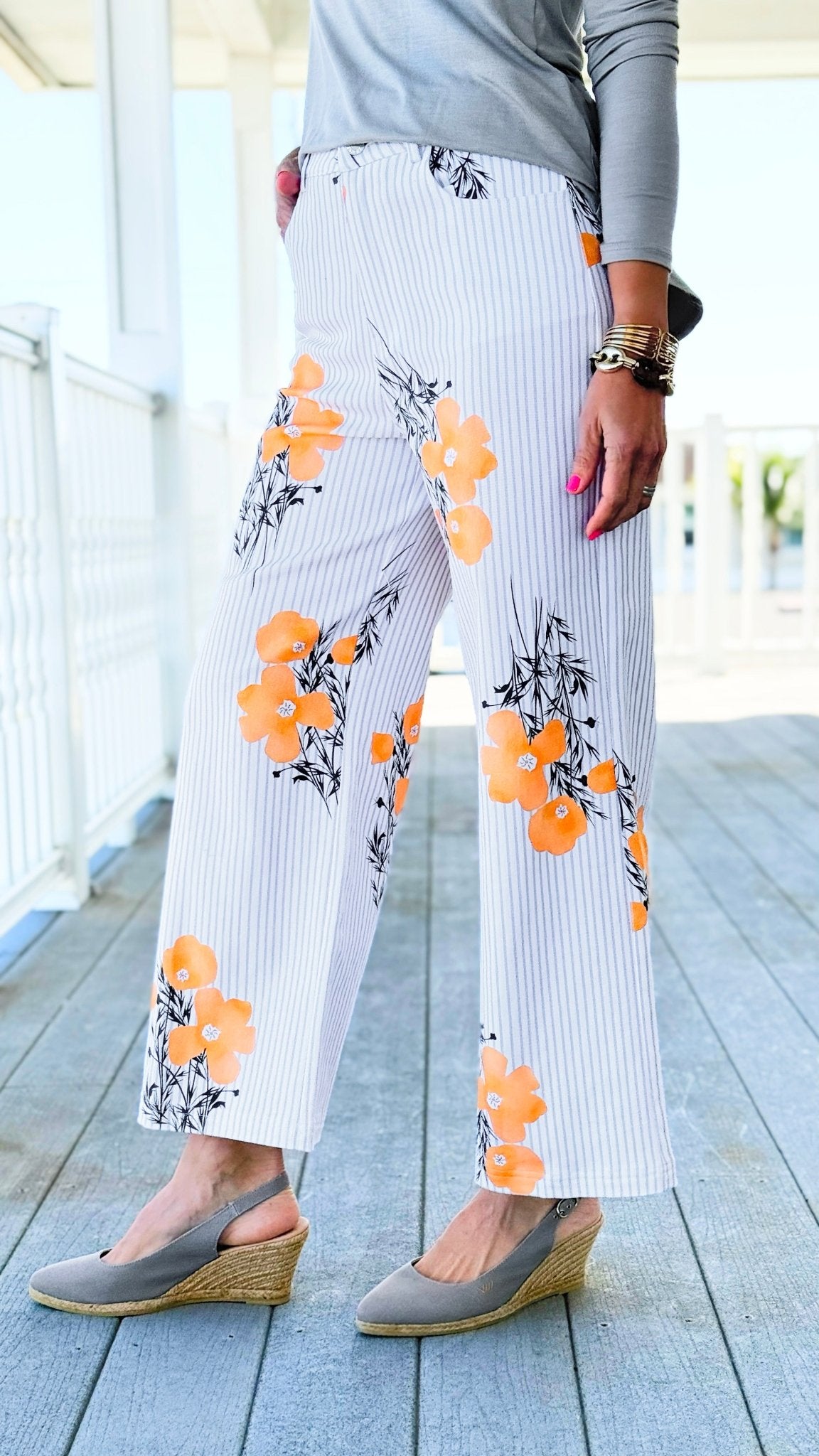 Apricot Garden Party Stripe Pant