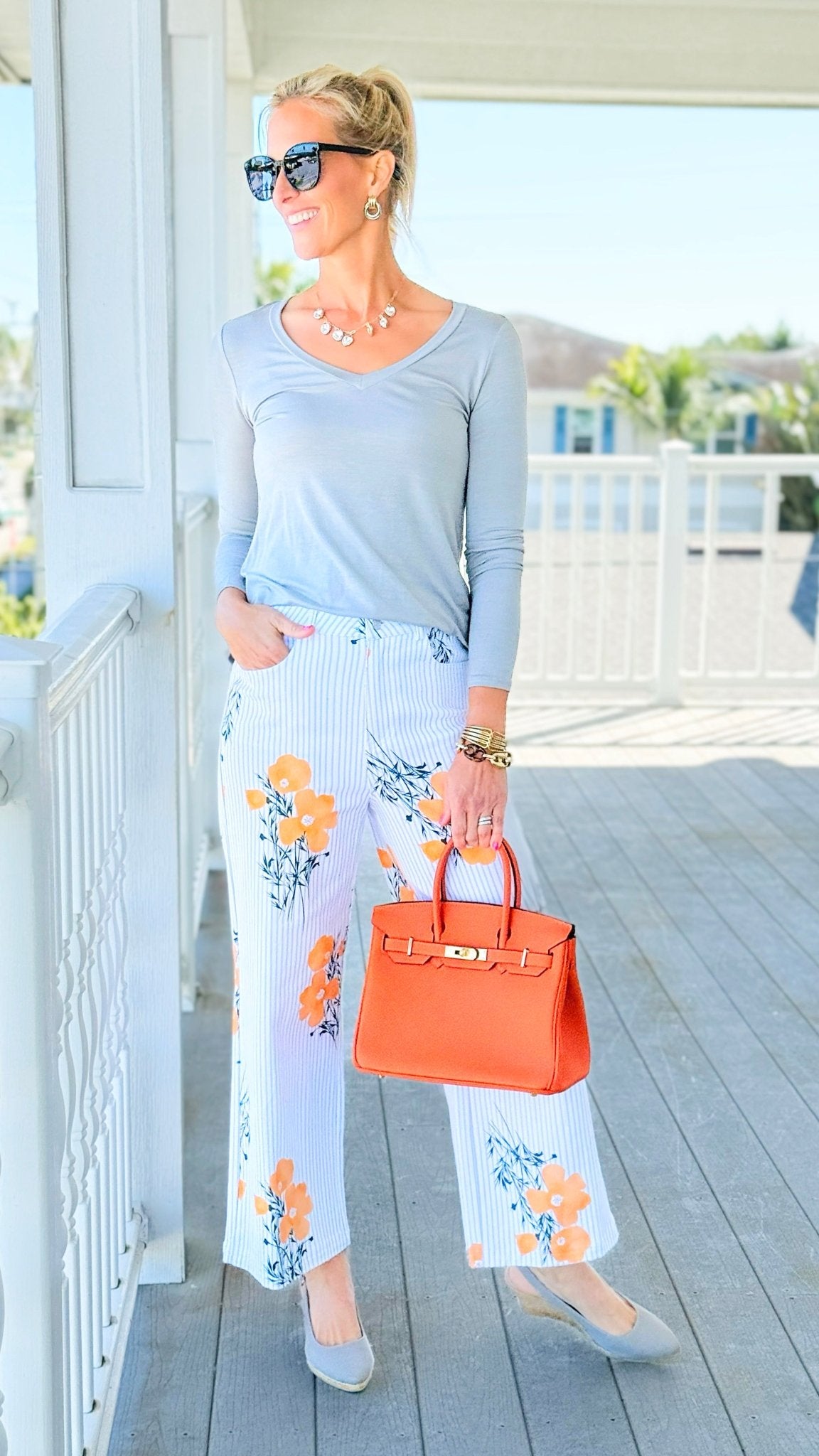 Apricot Garden Party Stripe Pant