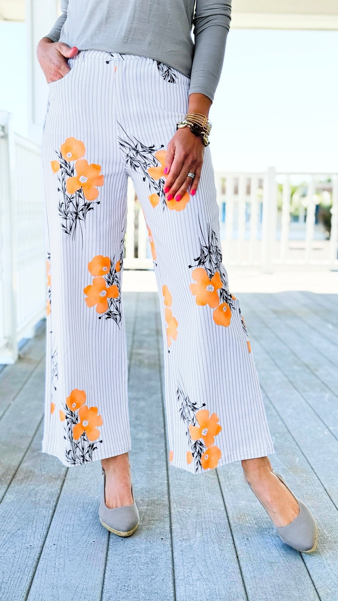 Apricot Garden Party Stripe Pant