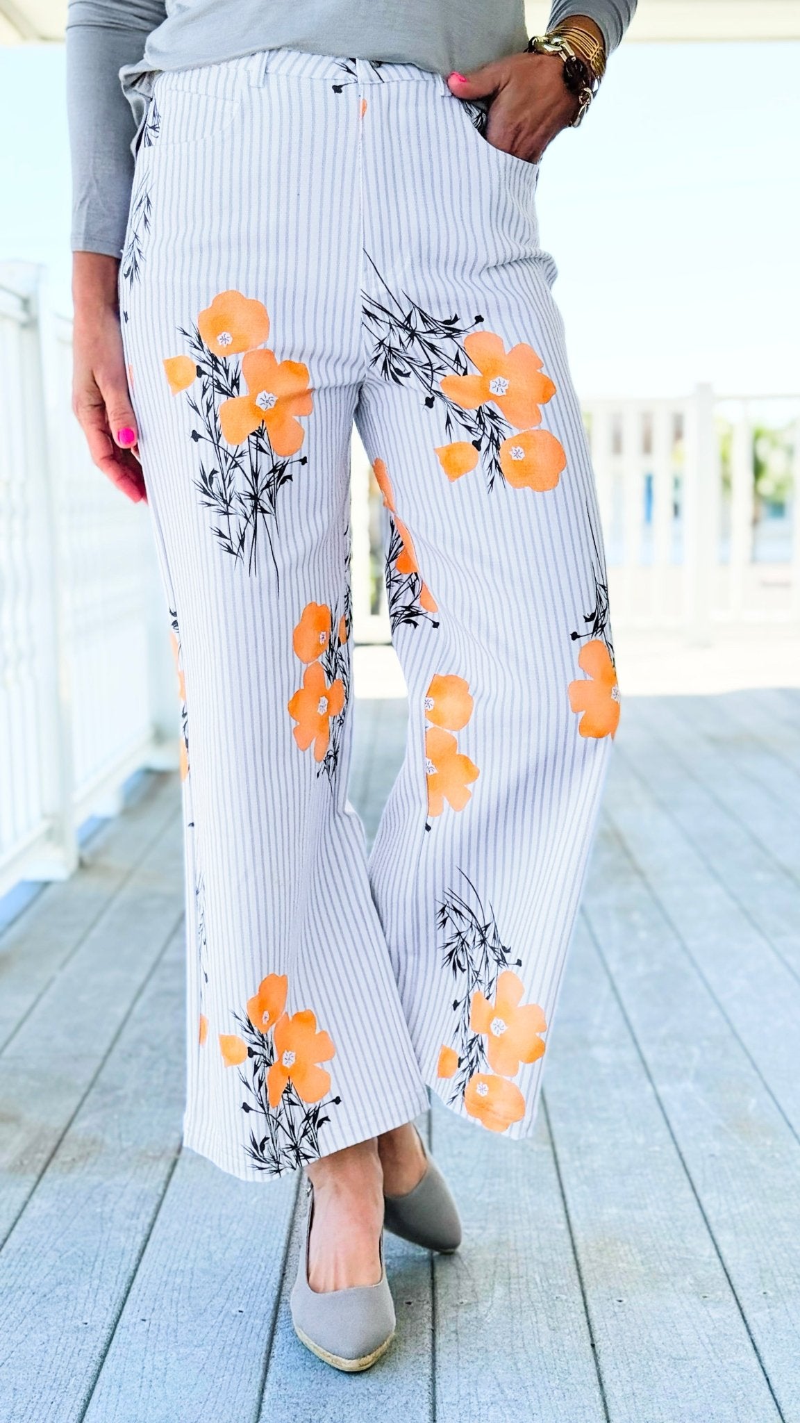 Apricot Garden Party Stripe Pant