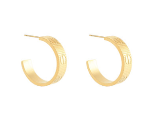 Engraved Texture Nail Hoop Earrings