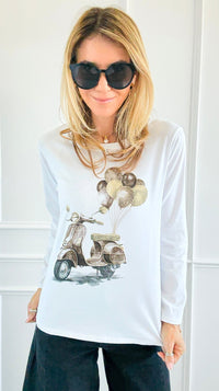 Around Town Italian Long Sleeve T-Shirt-110 Long Sleeve Tops-Mitica & Co-Coastal Bloom Boutique, find the trendiest versions of the popular styles and looks Located in Indialantic, FL