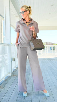 Athleisure Scuba Track Set - Cocoa-210 Loungewear/Sets-Zenana-Coastal Bloom Boutique, find the trendiest versions of the popular styles and looks Located in Indialantic, FL