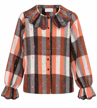 Autumn Mosaic Embroidered Collar Blouse