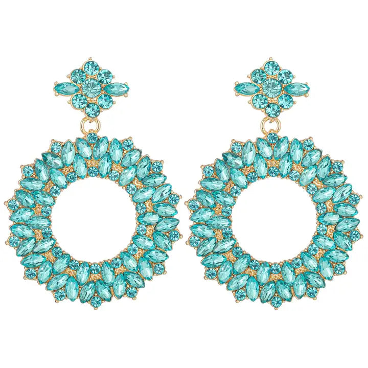 Teal Loop Hoop Earrings-230 Jewelry-Eye Candy LA-Coastal Bloom Boutique, find the trendiest versions of the popular styles and looks Located in Indialantic, FL