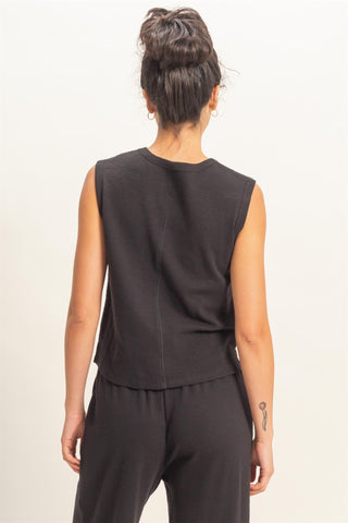 Relaxed Sleeveless Everyday Tank - Black