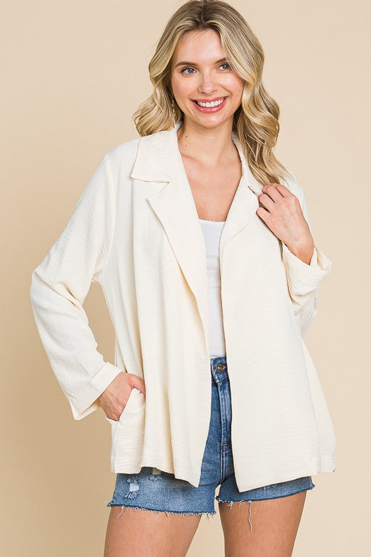 Lunch Break Open Blazer - New Ivory-160 Jackets-CULTURE CODE-Coastal Bloom Boutique, find the trendiest versions of the popular styles and looks Located in Indialantic, FL