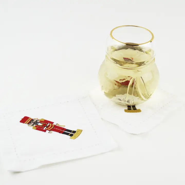 Nutcracker Embroidered Cocktail Napkin Set-260 Other Accessories-8 Oak Lane-Coastal Bloom Boutique, find the trendiest versions of the popular styles and looks Located in Indialantic, FL