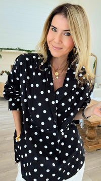 Bacall Dots Italian Long Sleeve Top-110 Long Sleeve Tops-TATTOO Z-Coastal Bloom Boutique, find the trendiest versions of the popular styles and looks Located in Indialantic, FL