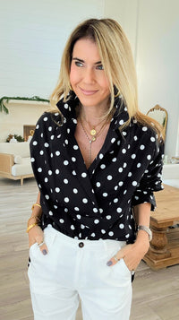 Bacall Dots Italian Long Sleeve Top-110 Long Sleeve Tops-TATTOO Z-Coastal Bloom Boutique, find the trendiest versions of the popular styles and looks Located in Indialantic, FL