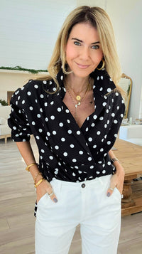 Bacall Dots Italian Long Sleeve Top-110 Long Sleeve Tops-TATTOO Z-Coastal Bloom Boutique, find the trendiest versions of the popular styles and looks Located in Indialantic, FL