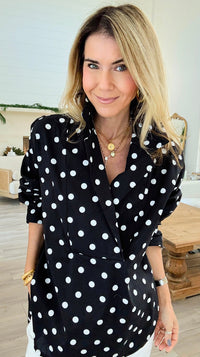 Bacall Dots Italian Long Sleeve Top-110 Long Sleeve Tops-TATTOO Z-Coastal Bloom Boutique, find the trendiest versions of the popular styles and looks Located in Indialantic, FL