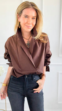 Bacall Italian Long Sleeve Top- Chocolate-110 Long Sleeve Tops-TATTOO Z-Coastal Bloom Boutique, find the trendiest versions of the popular styles and looks Located in Indialantic, FL