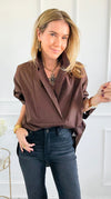 Bacall Italian Long Sleeve Top- Chocolate-110 Long Sleeve Tops-TATTOO Z-Coastal Bloom Boutique, find the trendiest versions of the popular styles and looks Located in Indialantic, FL
