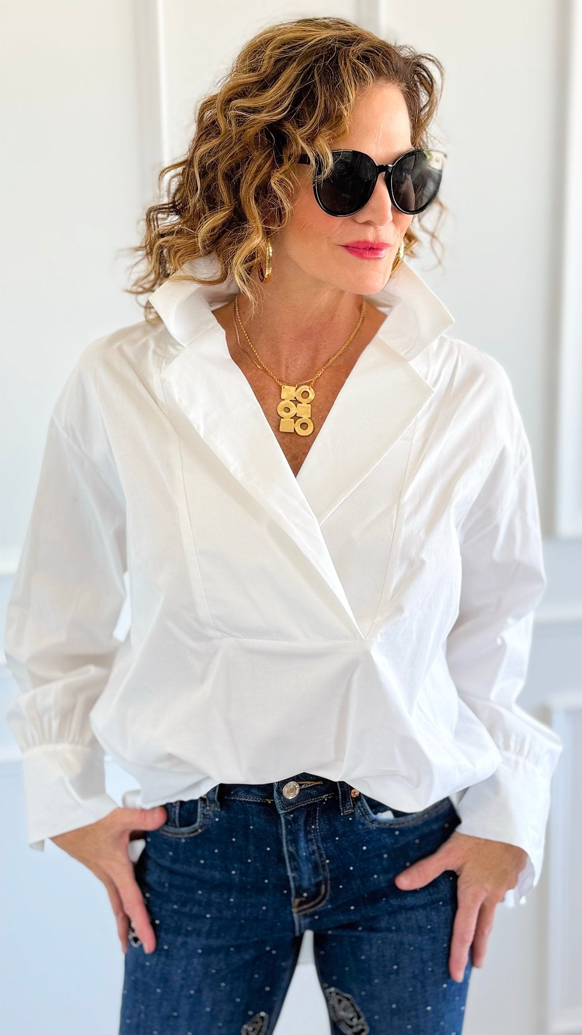 Bacall Italian Long Sleeve Top- Off White-110 Long Sleeve Tops-TATTOO Z-Coastal Bloom Boutique, find the trendiest versions of the popular styles and looks Located in Indialantic, FL