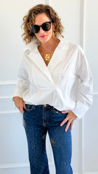 Bacall Italian Long Sleeve Top- Off White-110 Long Sleeve Tops-TATTOO Z-Coastal Bloom Boutique, find the trendiest versions of the popular styles and looks Located in Indialantic, FL