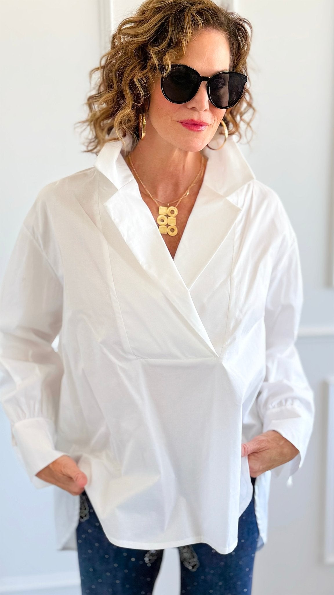 Bacall Italian Long Sleeve Top- Off White-110 Long Sleeve Tops-TATTOO Z-Coastal Bloom Boutique, find the trendiest versions of the popular styles and looks Located in Indialantic, FL