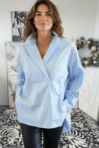 Bacall Italian Long Sleeve Top- Sky Blue-110 Long Sleeve Tops-TATTOO Z-Coastal Bloom Boutique, find the trendiest versions of the popular styles and looks Located in Indialantic, FL