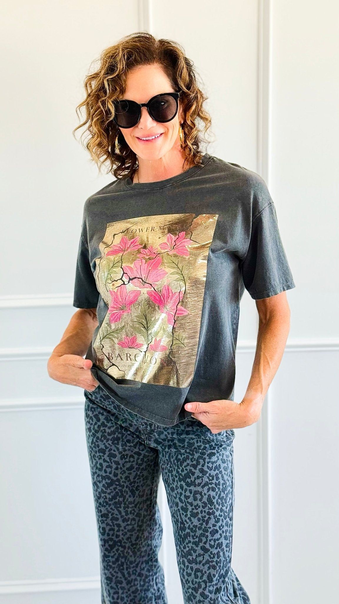 Barcelona Bloom Italian Graphic Tee-110 Short Sleeve Tops-FIRSTAGE-Coastal Bloom Boutique, find the trendiest versions of the popular styles and looks Located in Indialantic, FL