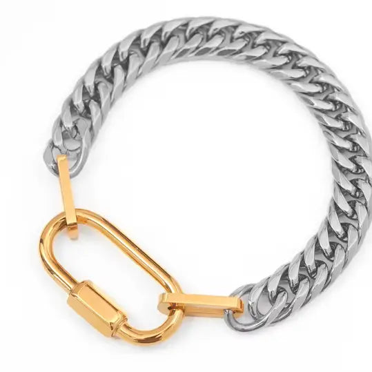 Stainless Steel Lock & Luxe Mixed Bracelet-230 Jewelry-HoopLa-Coastal Bloom Boutique, find the trendiest versions of the popular styles and looks Located in Indialantic, FL