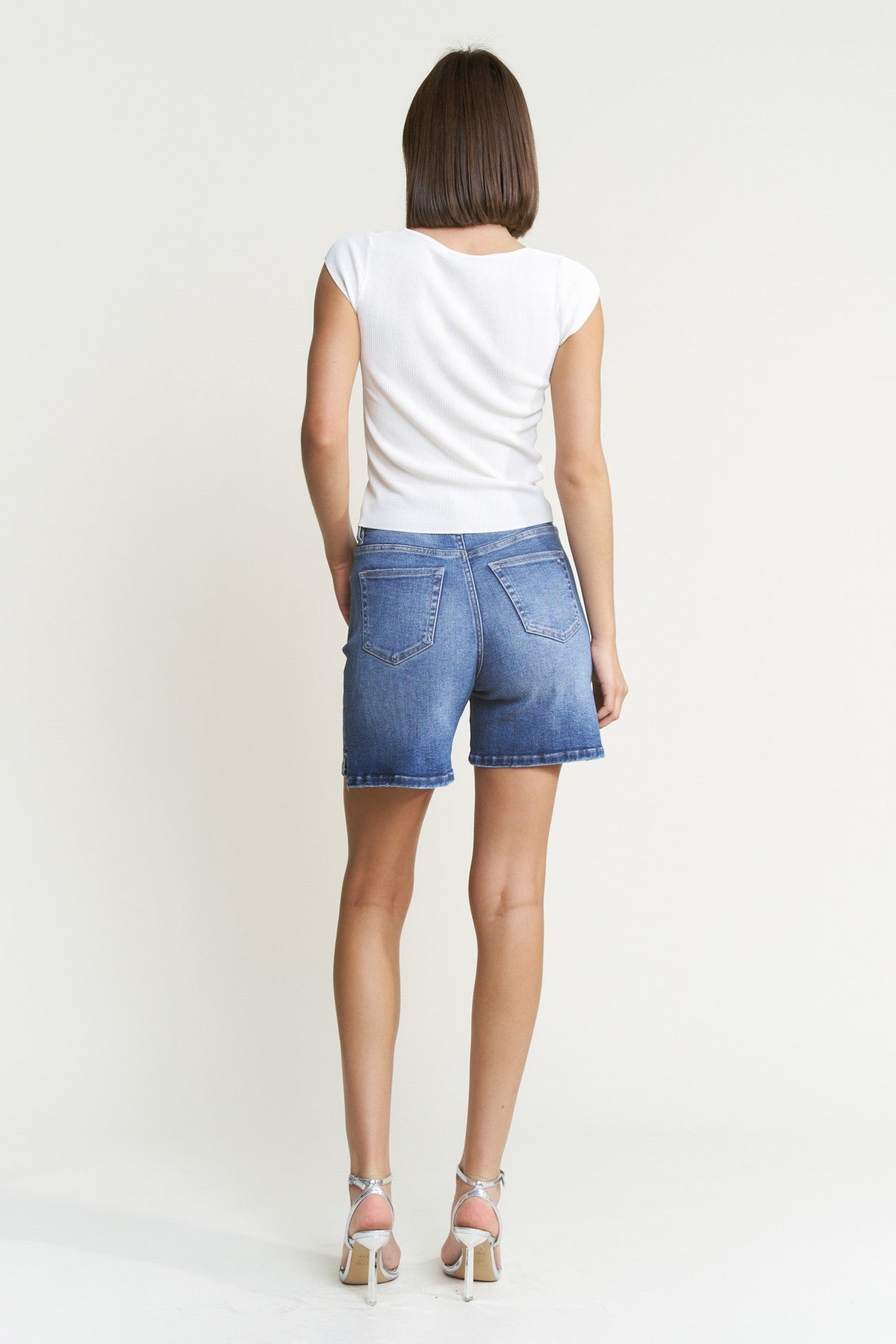 Shoreline Stroll Bermuda Jean Shorts-170 Bottoms-Mica Denim-Coastal Bloom Boutique, find the trendiest versions of the popular styles and looks Located in Indialantic, FL
