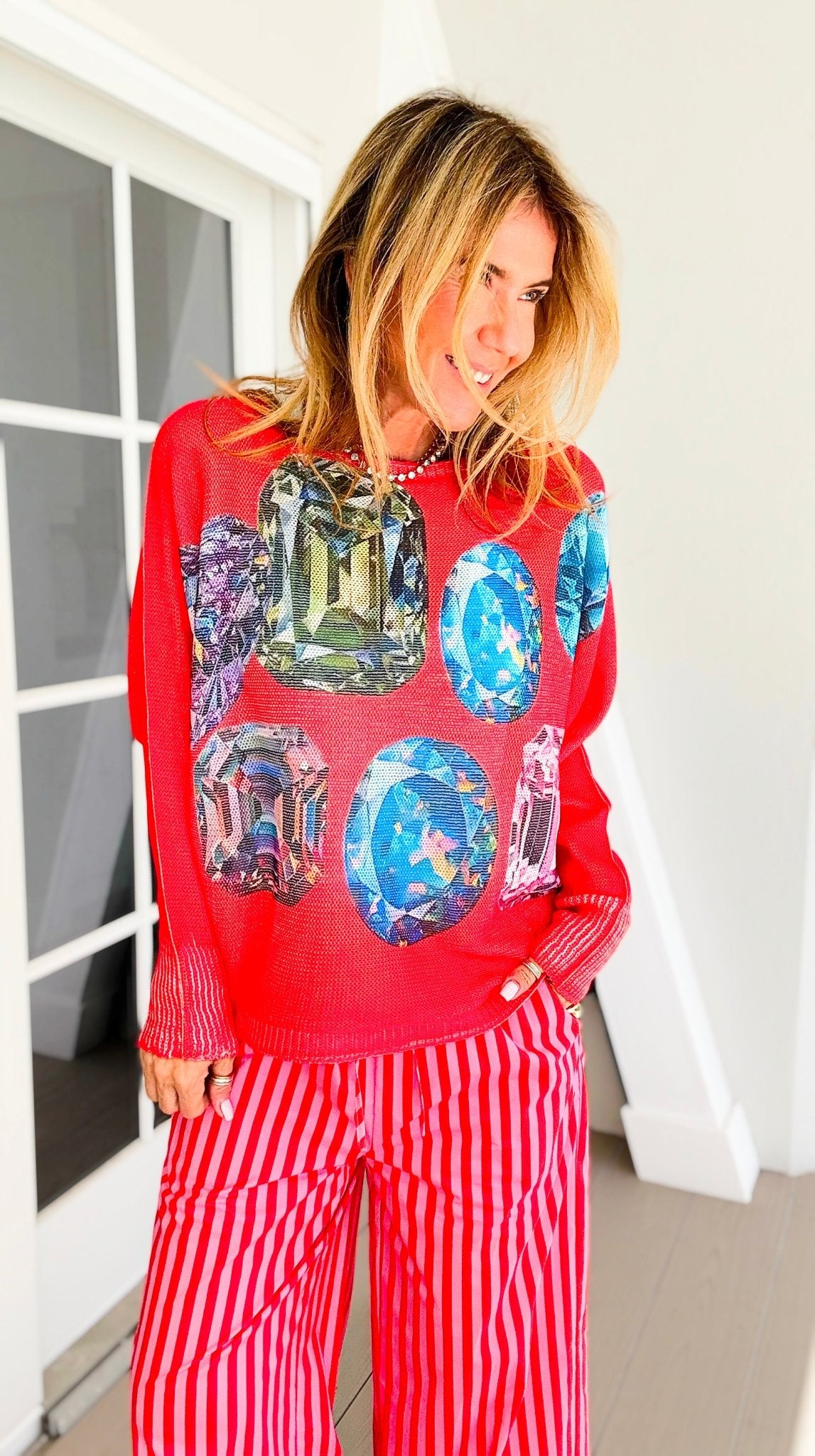 Be Jeweled St Tropez Italian Knit Sweater